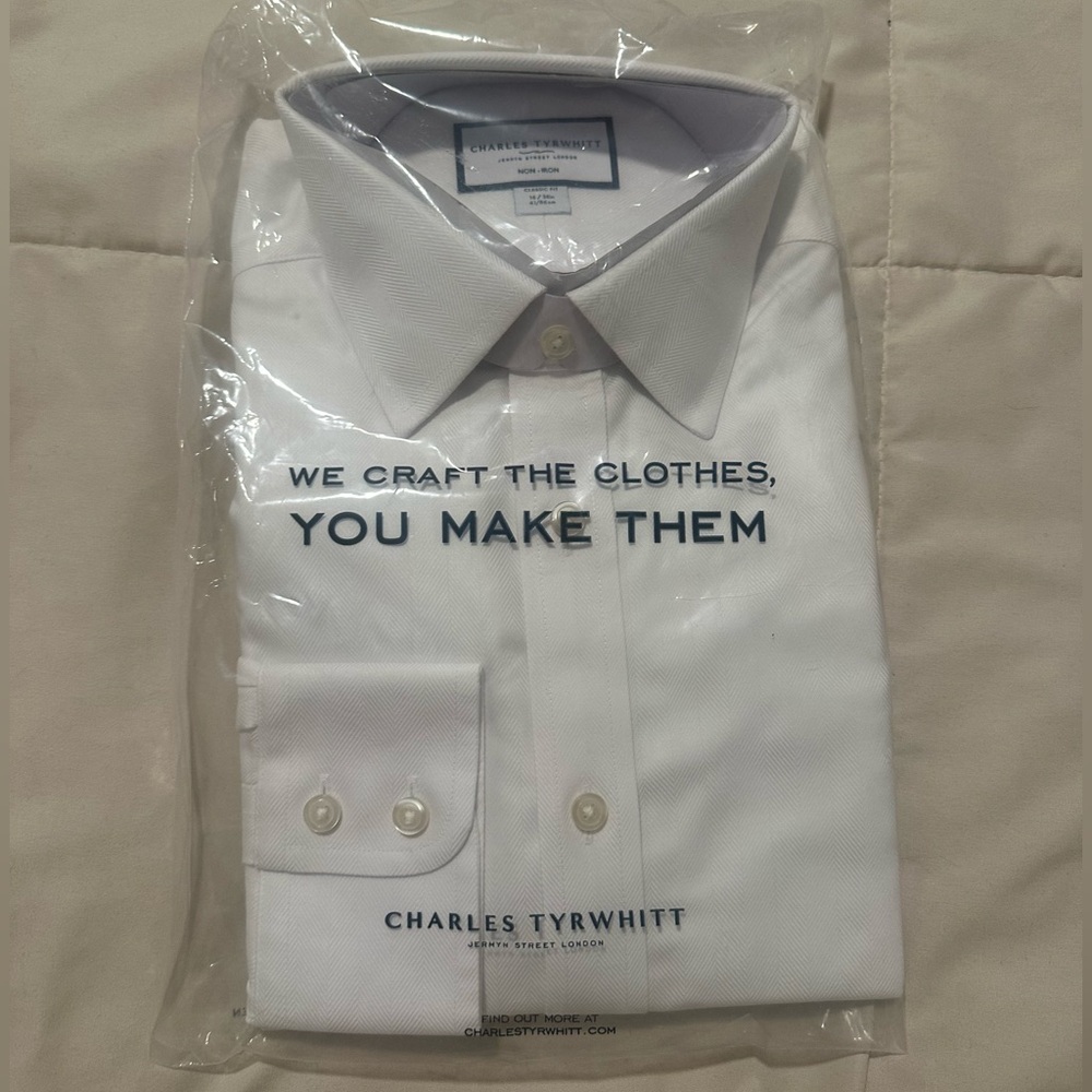 NON-IRON HERRINGBONE SHIRT - 16/34IN - Picture 2 of 5